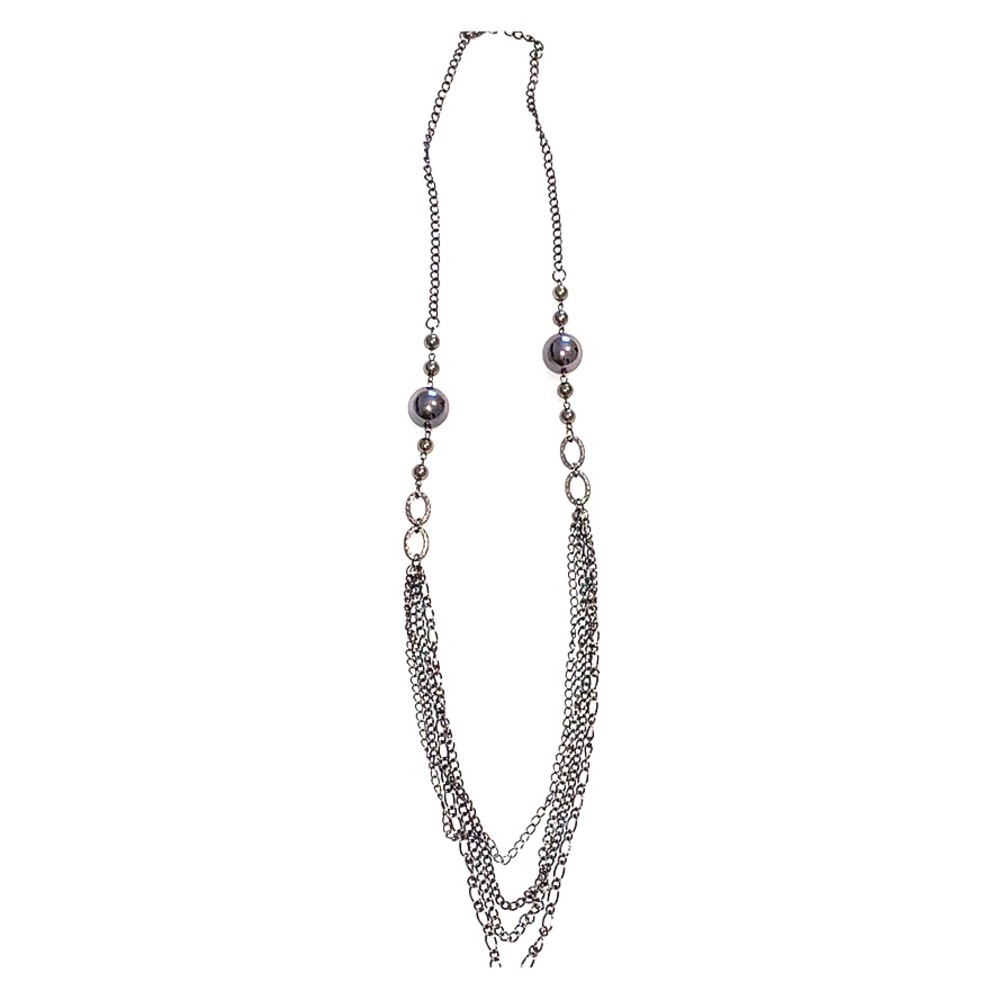 Long Dark Silver Necklace